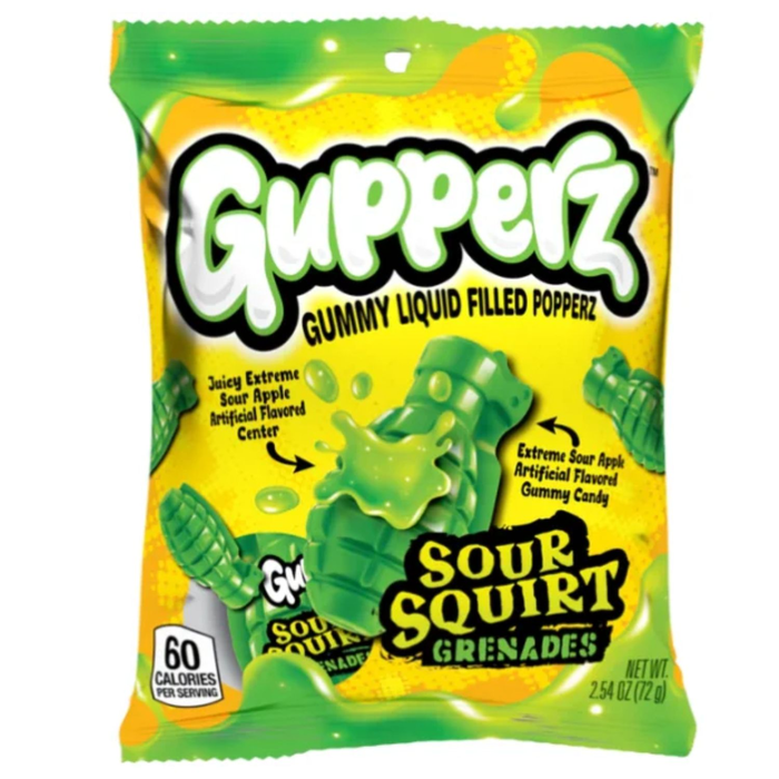 Candy Gupperz Sour Squirt Grenades Peg Bag 72gr