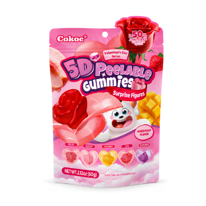 Cokoc Valentine's Day 5D Peelable Gummies Mixed Fruit Favor 60 gr